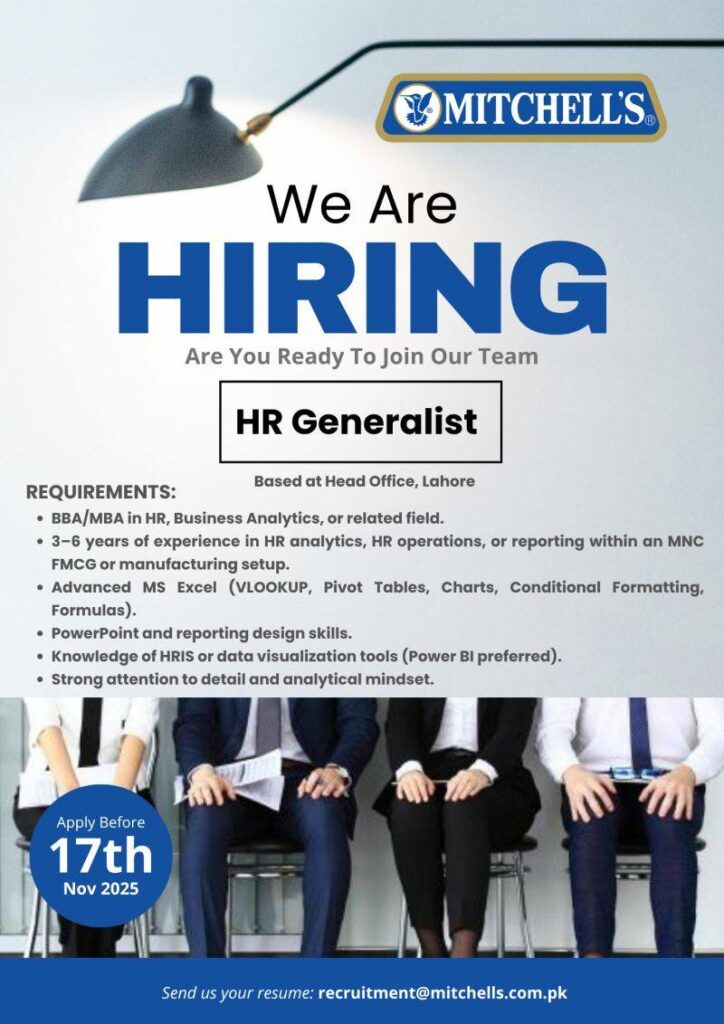 HR Generalist Job in Lahore | HR Analytics & FMCG Careers 2025 – All ...