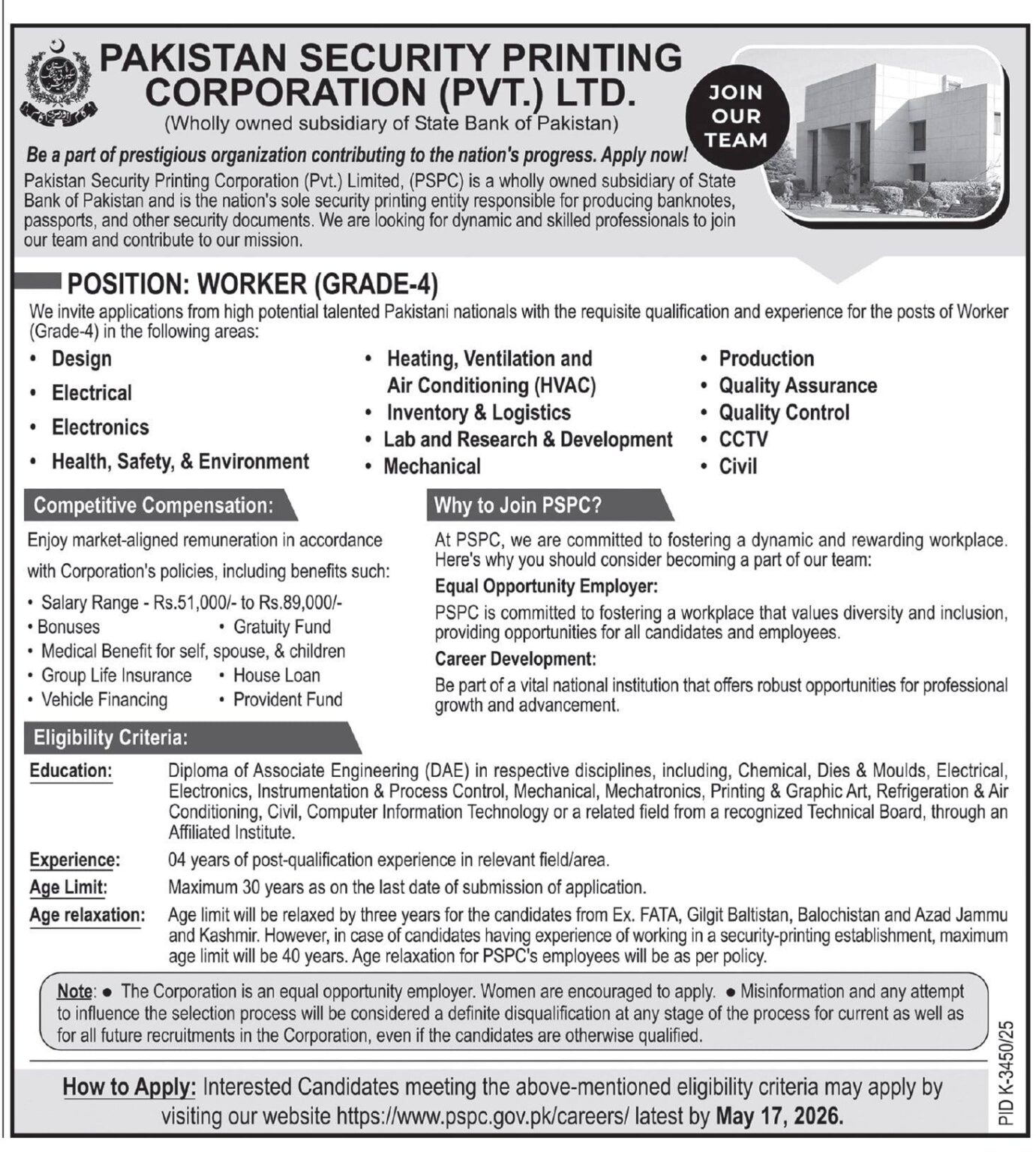Pakistan Security Printing Corporation 2026 – Careers in Multiple ...